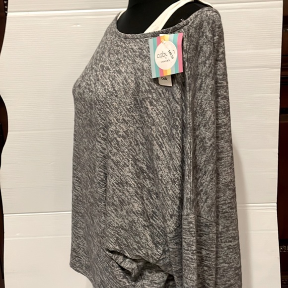 Cabana by Crown & Ivy Womens Heather Grey Top one Shoulder Dolman sleeve size XL - Picture 3 of 9